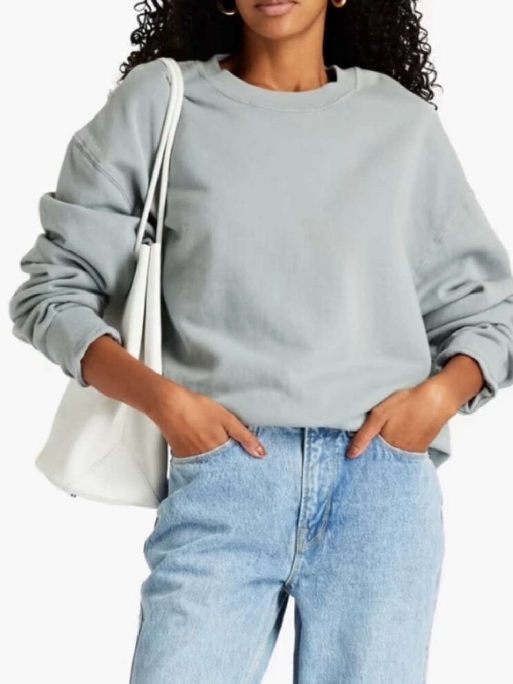 Good American Boyfriend French Terry Cotton Crewneck Sweatshirt Size 2/Medium